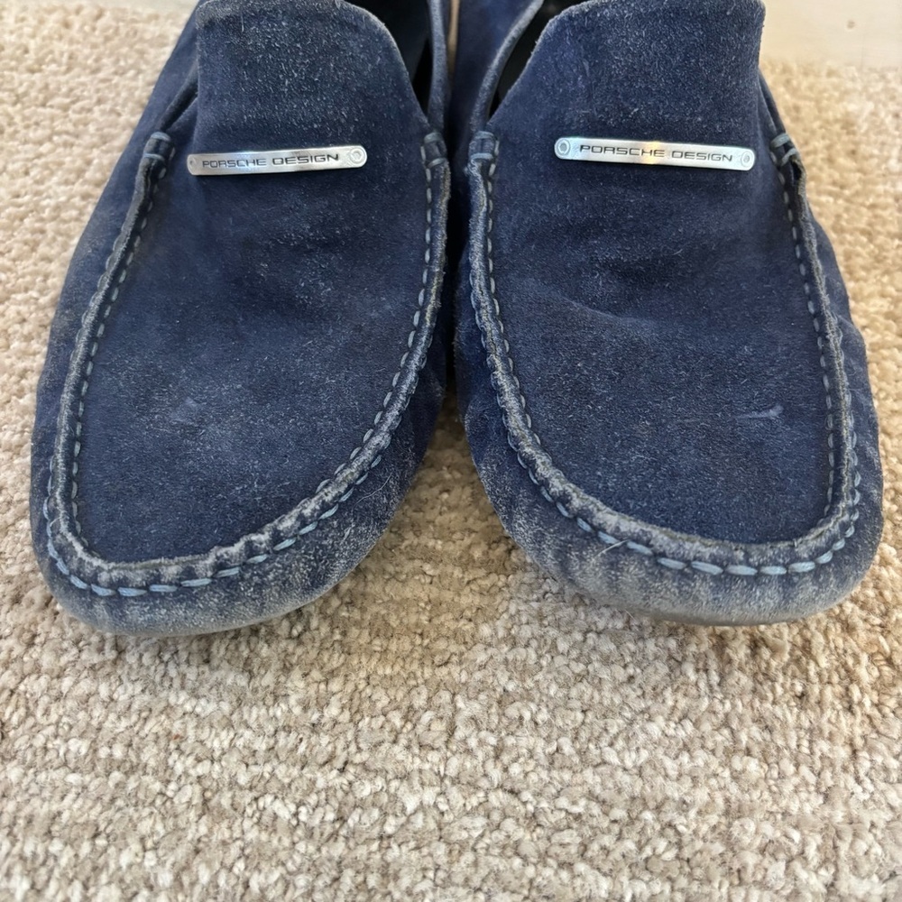 Porsche Design Navy Suede Driving Loafers Men’s US 8.5 Luxury Designer Shoes - Picture 3 of 9